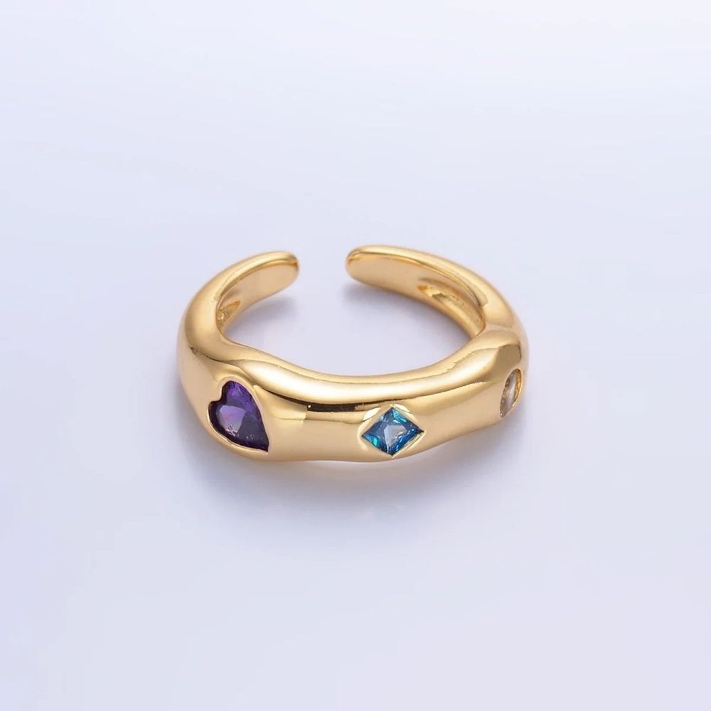Gold Purple and Blue detail ring A1358